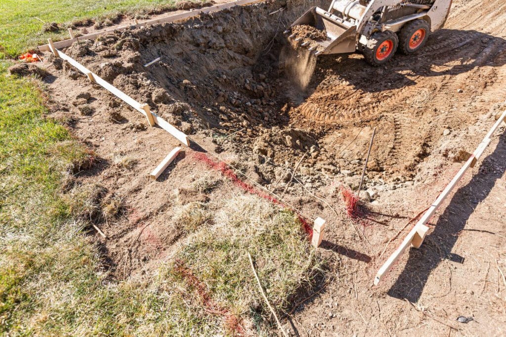 Landscape Excavation Earthworks To Dig A Swimming Pool Area